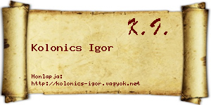 Kolonics Igor névjegykártya
